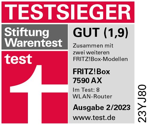 FRITZ!Box 7590 AX – Wi-Fi 6 DSL-Router mit Mesh, DECT & USB