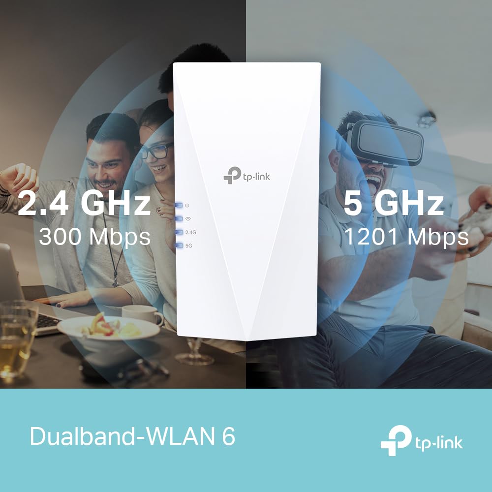 TP-Link RE500X AX1500 Wi-Fi 6 Range Extender – WLAN-Repeater mit Gigabit-LAN, 2,4/5 GHz, kompatibel mit allen Routern