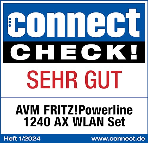 FRITZ!Powerline 1240 AX WLAN Set – Gigabit-Powerline mit Wi-Fi 6, Mesh-fähig, ideal für Streaming & HD-Video, 1.200 MBit/s