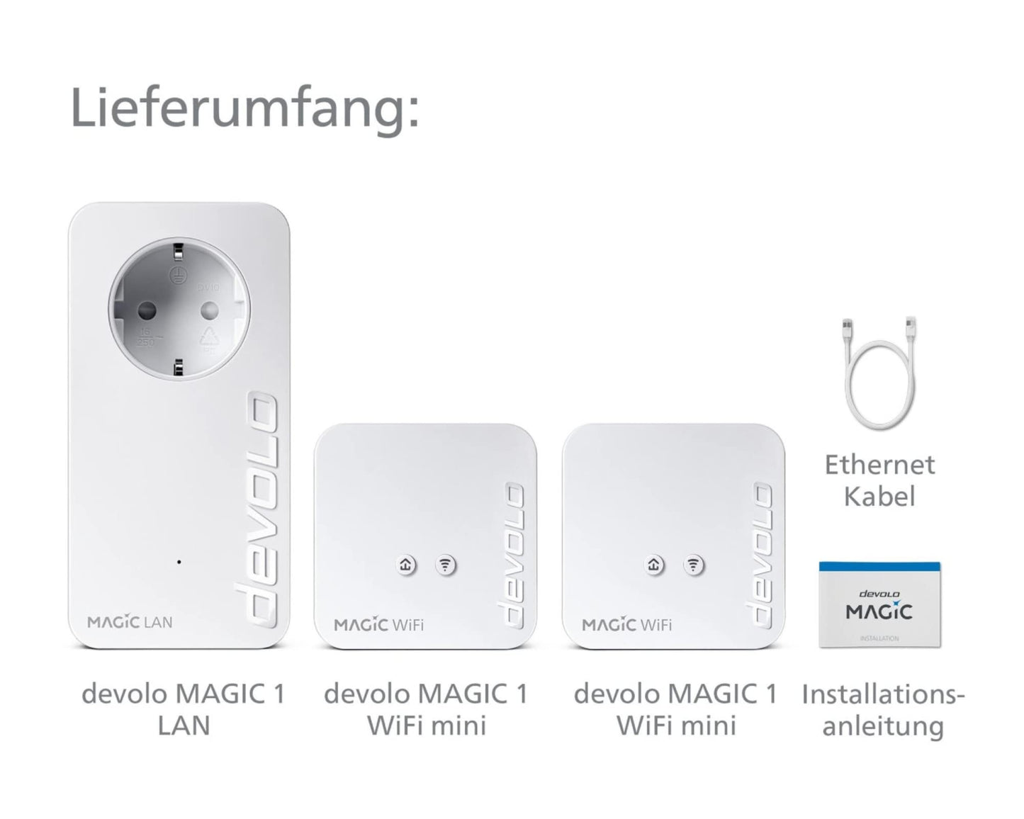 devolo Magic 1 WiFi mini Multiroom Kit – WLAN Powerline Adapter 1× LAN, 1.200 Mbit/s, Weiß