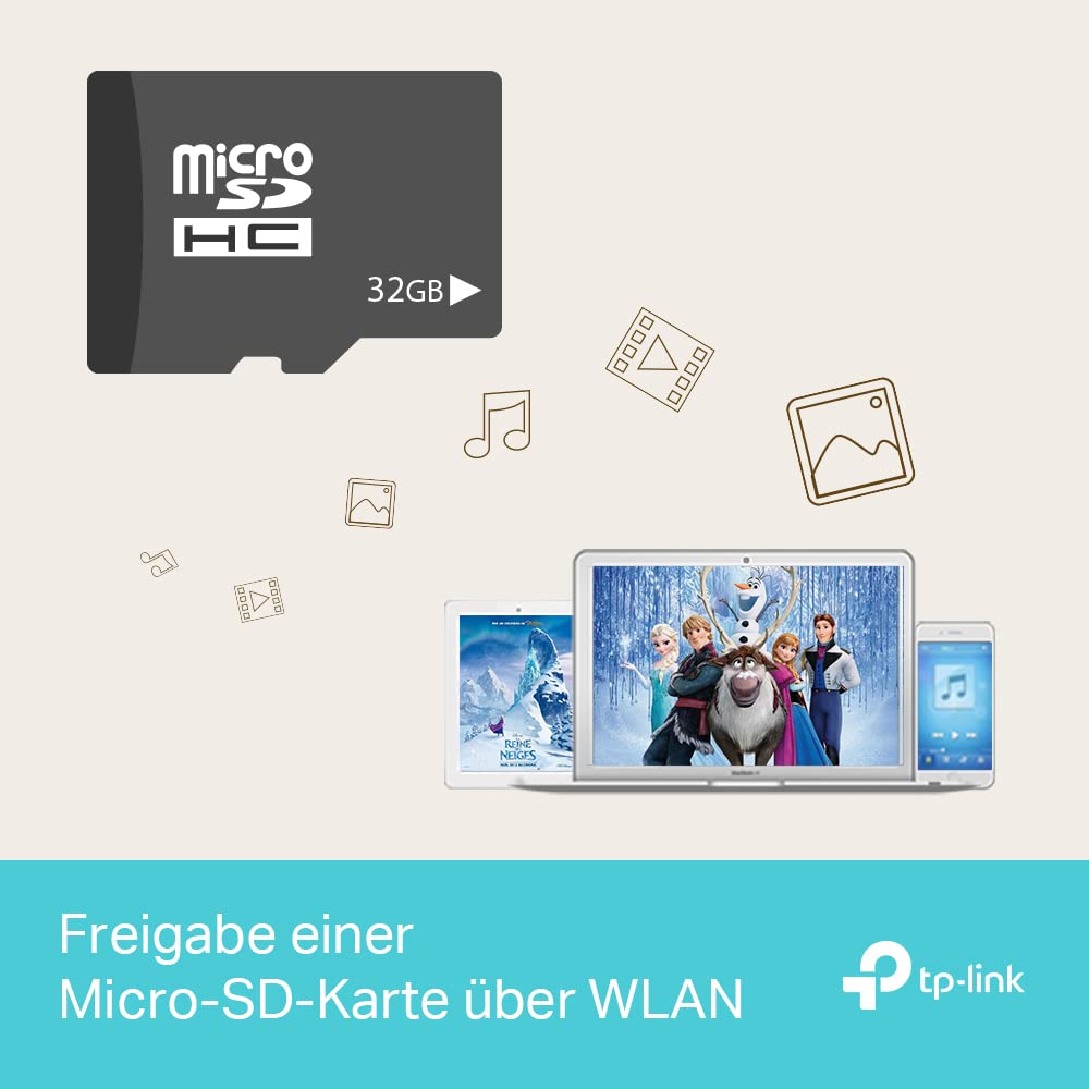 TP-Link M7350 Mobiler 4G LTE Hotspot – AC150, 2000mAh Akku, LCD, EU-SIM kompatibel, Schwarz