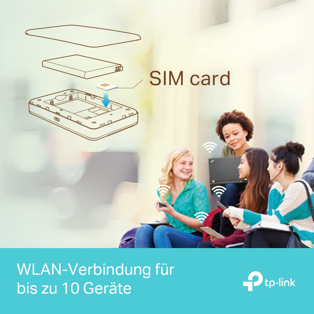 TP-Link M7350 Mobiler 4G LTE Hotspot – AC150, 2000mAh Akku, LCD, EU-SIM kompatibel, Schwarz