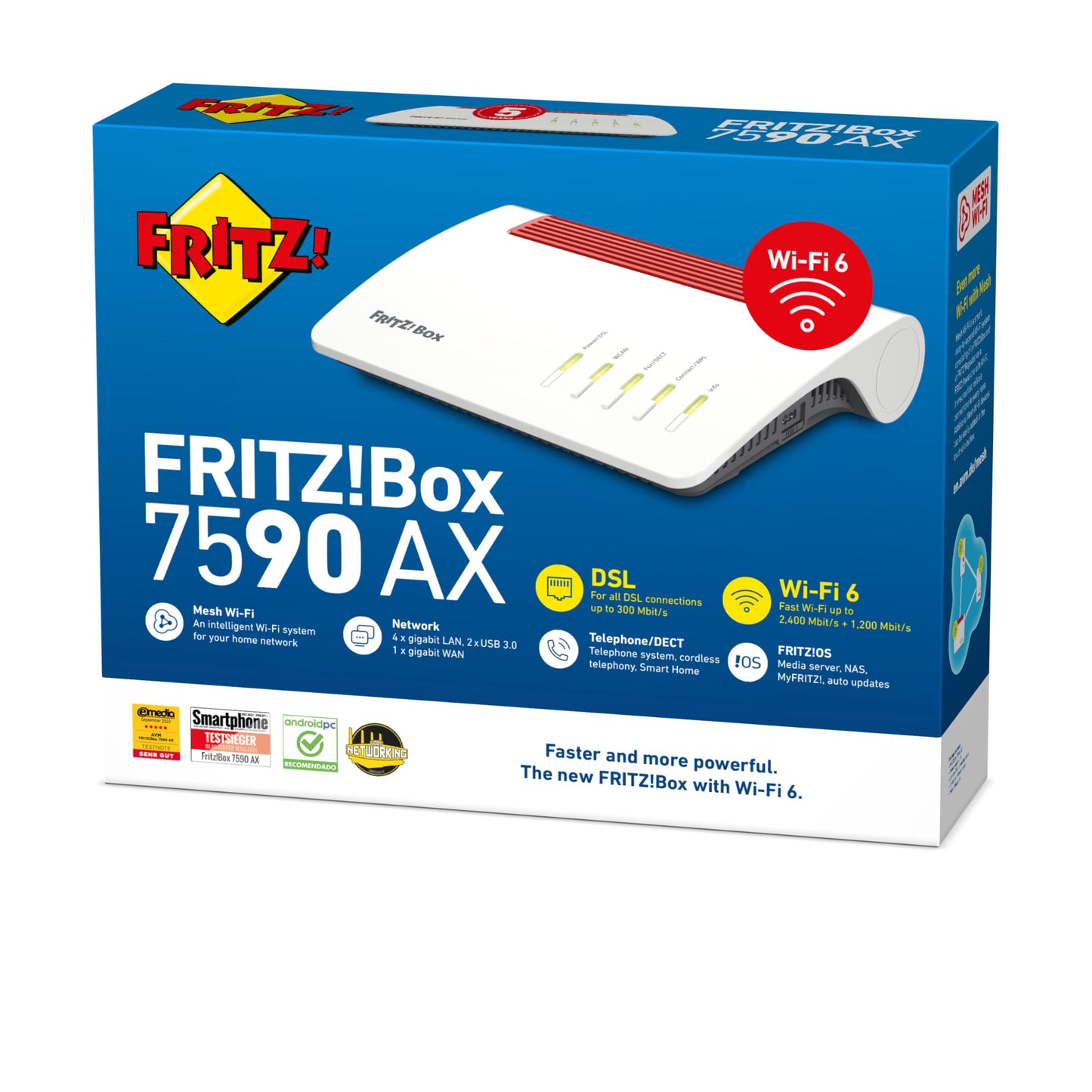 FRITZ!Box 7590 AX – Wi-Fi 6 DSL-Router mit Mesh, DECT & USB