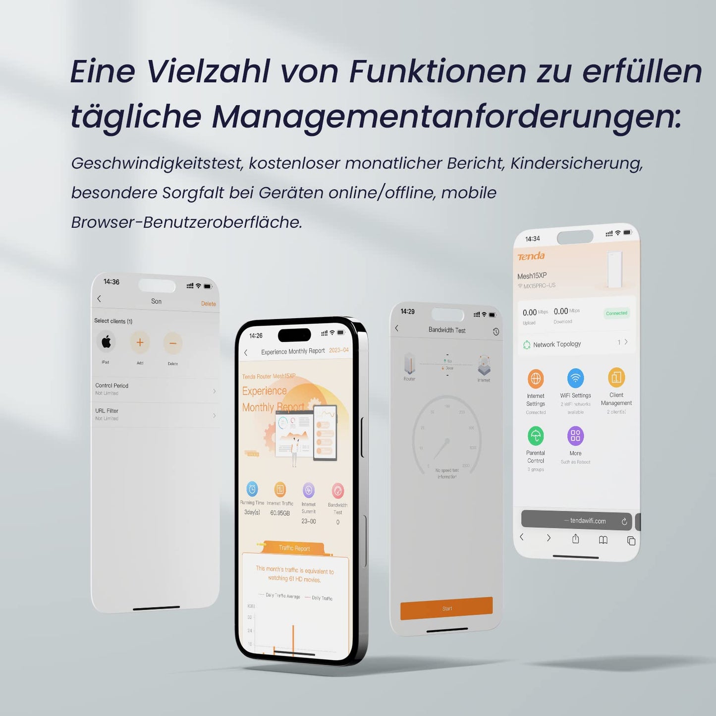 Tenda Nova MX15 Pro AX5400 Wi-Fi 6 Mesh WLAN System – 3er-Pack, Dualband, 9× Gigabit-Ports, Alexa-kompatibel