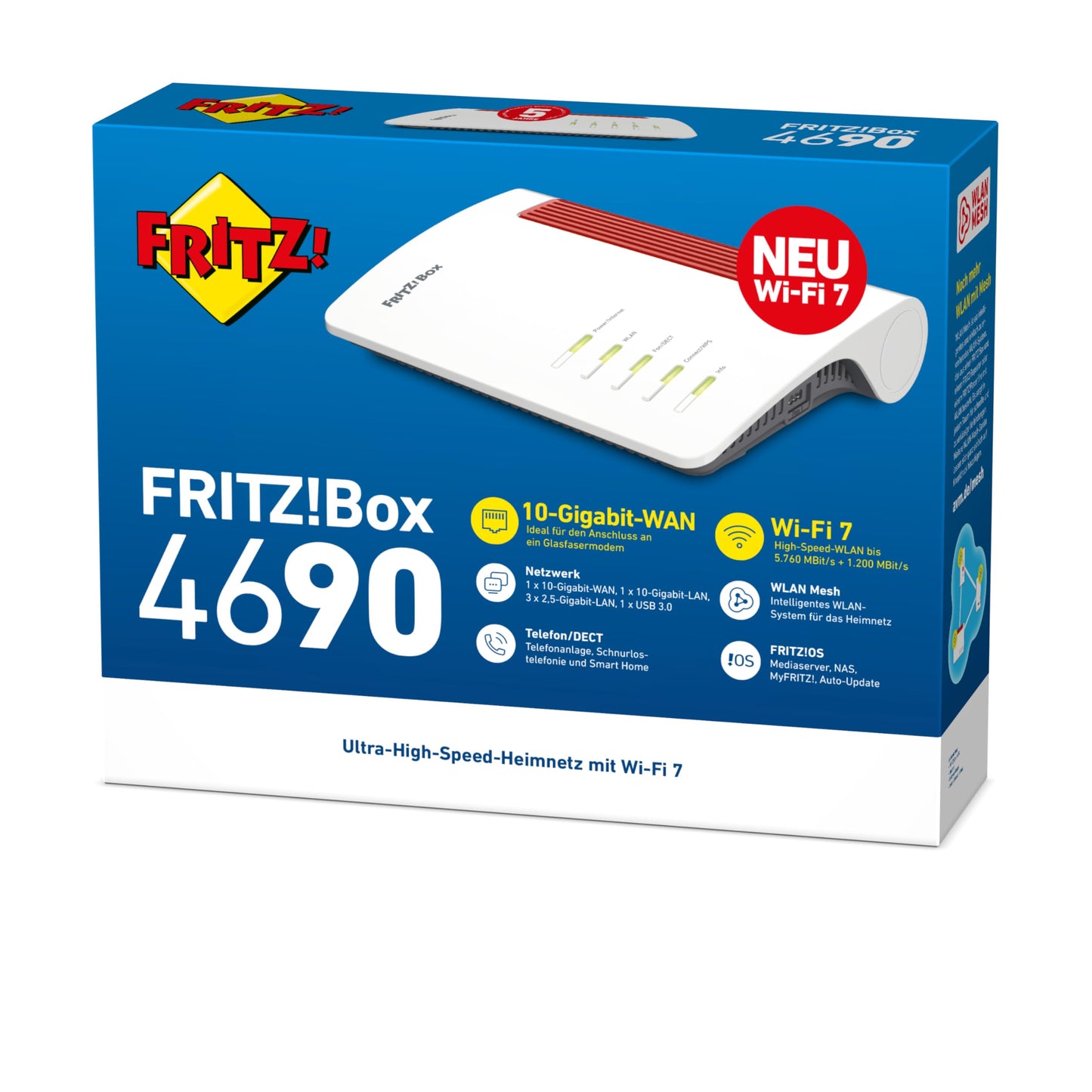 FRITZ!Box 4690 Wi-Fi 7 Router – Glasfaser & DSL, 10-Gigabit WAN/LAN, WLAN Mesh