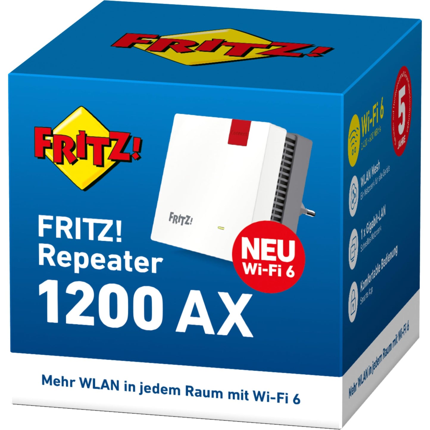 FRITZ!Repeater 1200 AX – WLAN Repeater mit Wi-Fi 6, 2400 MBit/s