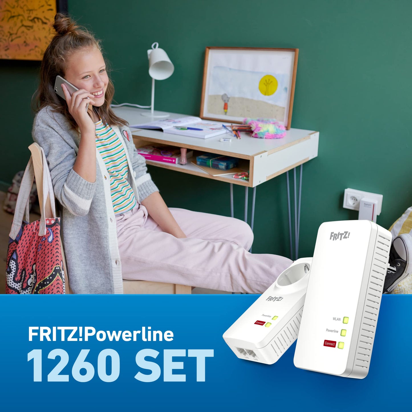 FRITZ!Powerline 1260/1220 WLAN Set – Highspeed WLAN-Access Point für Streaming & NAS