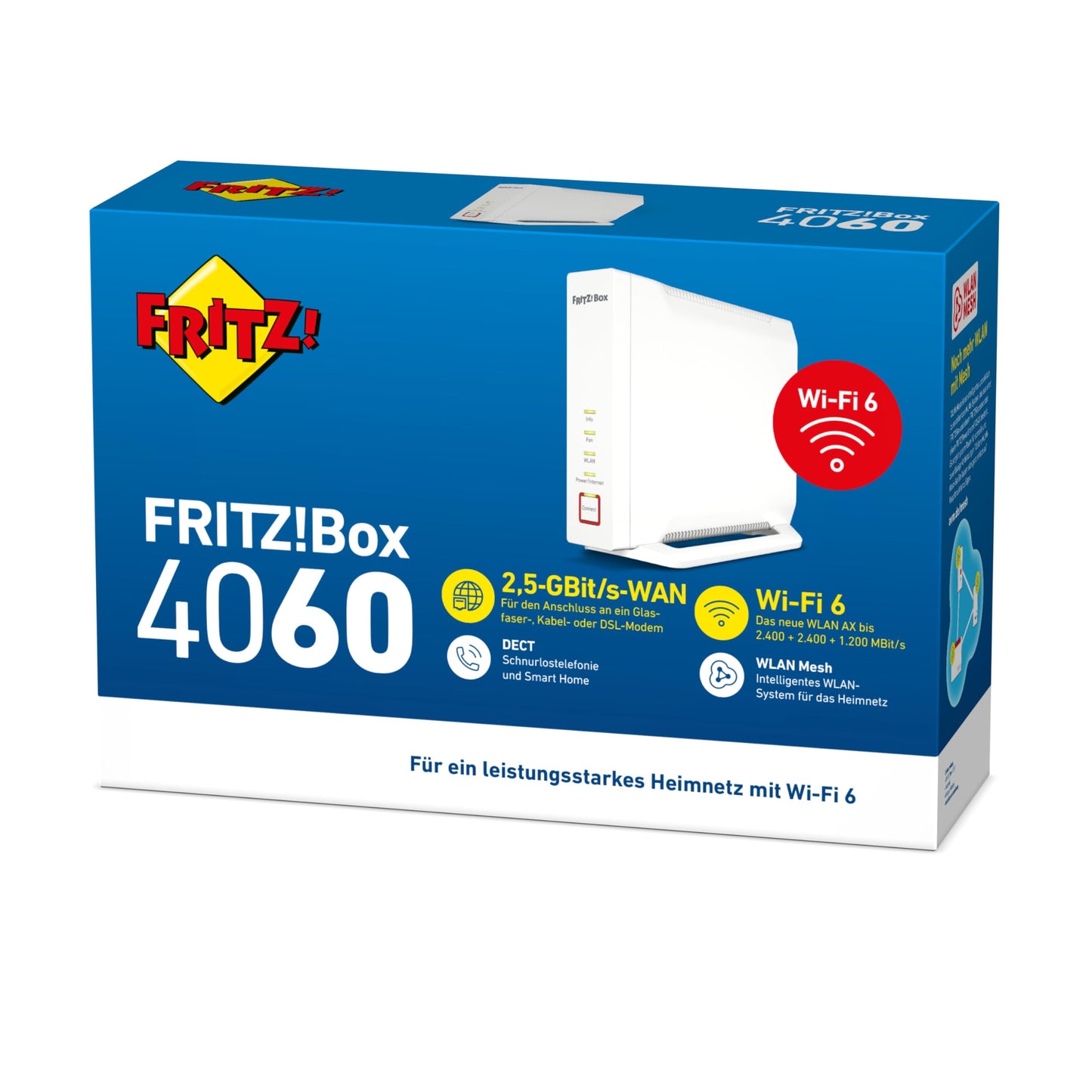 FRITZ!Box 4060 Wi-Fi 6 Router – Mesh, 3x Gigabit-LAN, DECT, USB 3.0