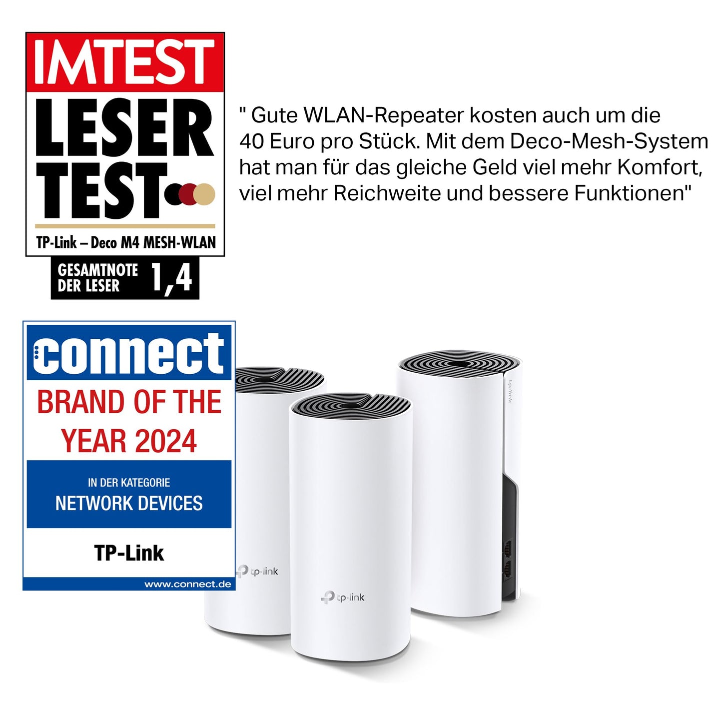 TP-Link Deco M4 Mesh WLAN Set (3er-Pack) – AC1200 Dual-Band, 2× Gigabit LAN, HomeCare & Kindersicherung