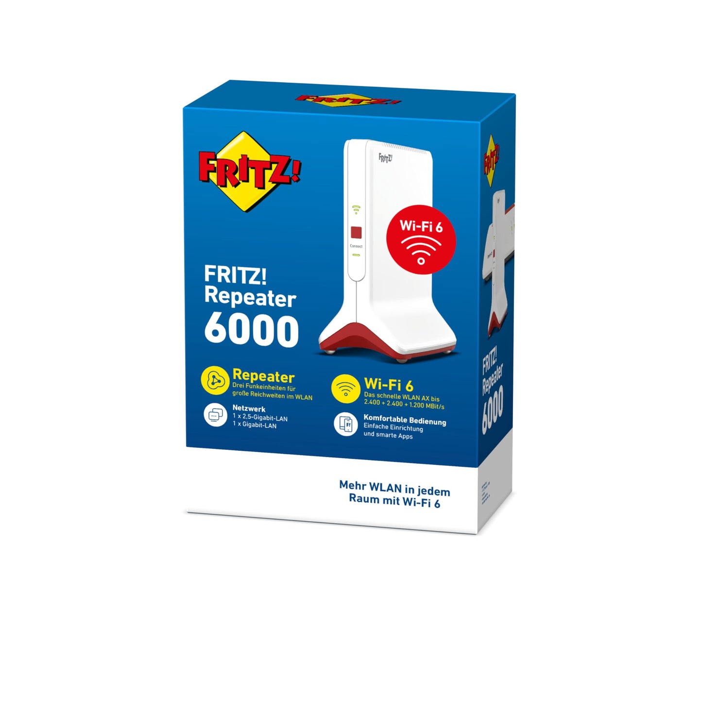 FRITZ!Repeater 6000 – Wi-Fi 6 Mesh Repeater mit Tri-Band & 2,5-Gigabit-LAN