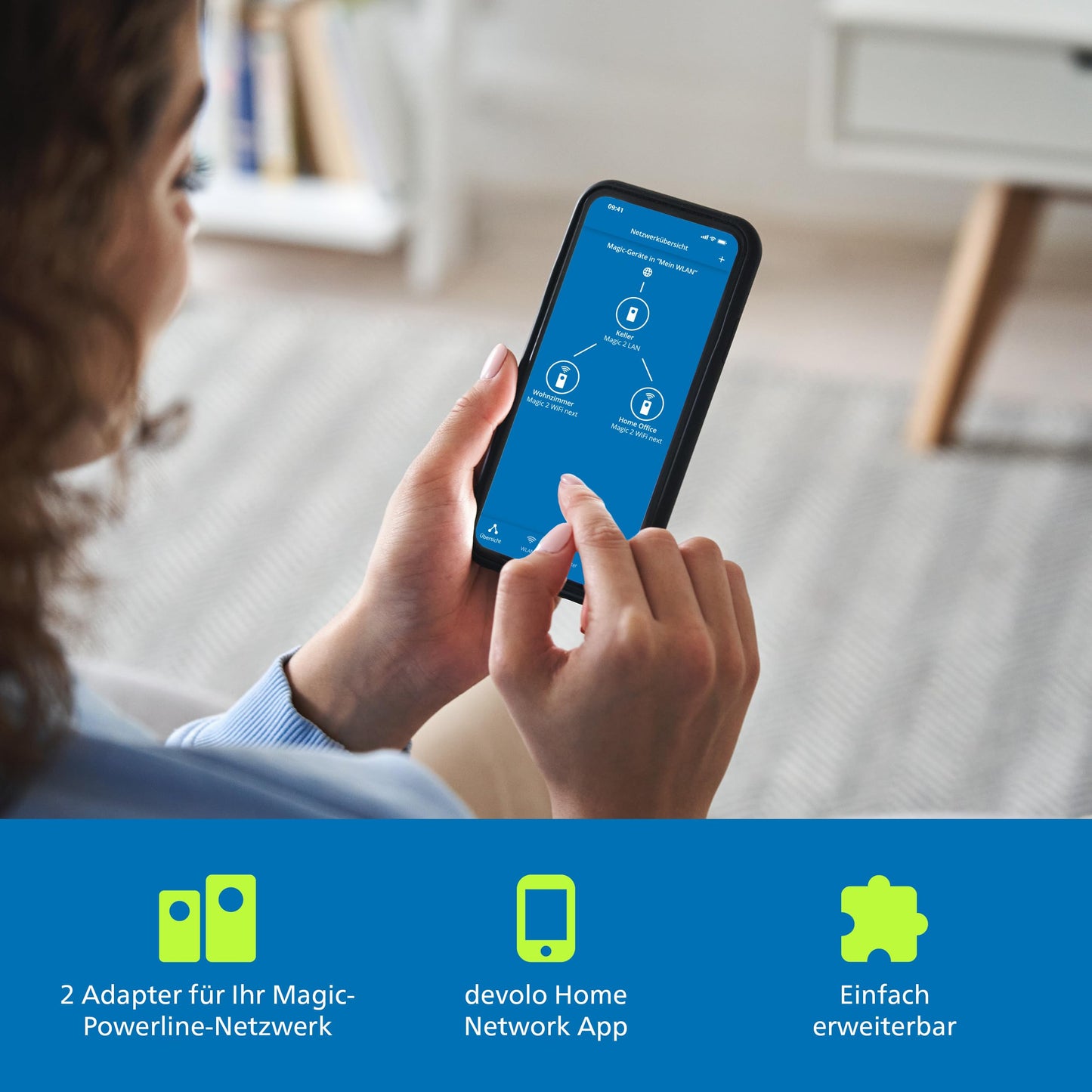 devolo Magic 2 WiFi 6 Starter Kit – WLAN Powerline, bis 3.000 MBit/s, 2x Gigabit-LAN, Mesh