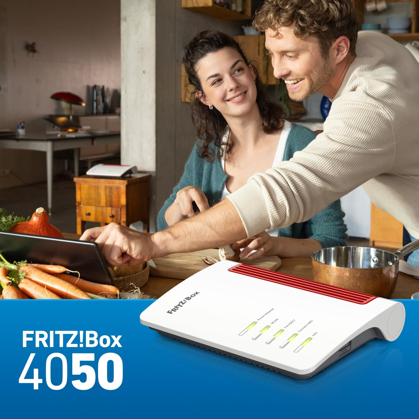 FRITZ!Box 4050 – Wi-Fi 6 Dualband Router mit Mesh, DECT & Medienserver