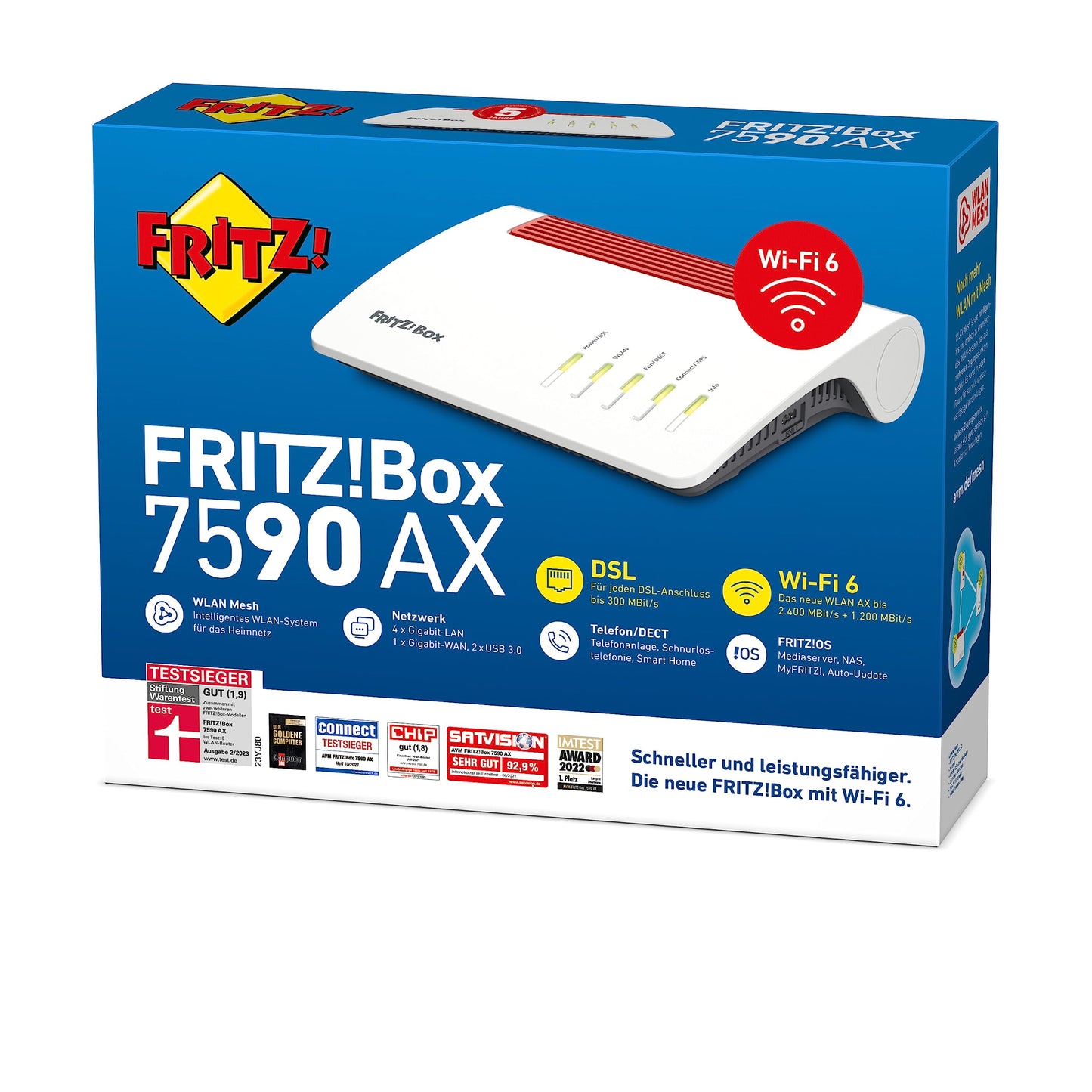 FRITZ!Box 7590 AX – Wi-Fi 6 DSL-Router mit VDSL, Mesh & DECT