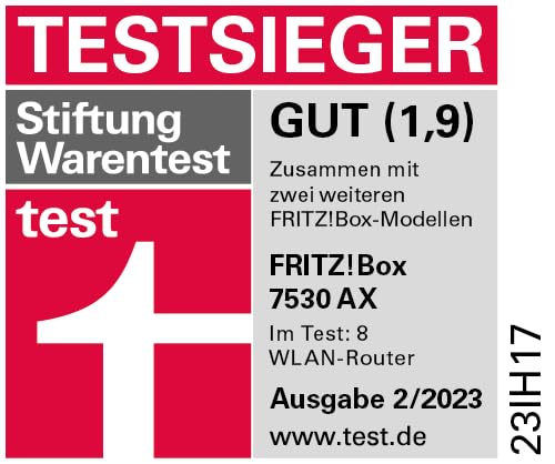 FRITZ!Box 7530 AX – Wi-Fi 6 DSL-Router mit Mesh, DECT-Basis & Media Server