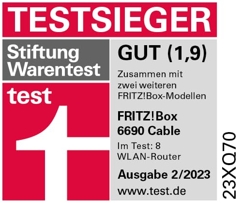 FRITZ!Box 6690 Cable – Wi-Fi 6 Kabelrouter mit DOCSIS 3.1, Mesh & DECT
