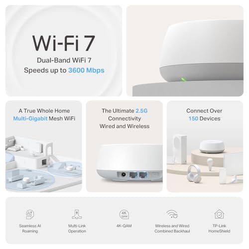 TP-Link Deco BE25 Mesh WLAN Set – Wi-Fi 7, Dual-Band, 3er-Pack, 2× 2,5 Gbit/s Ports, HomeShield