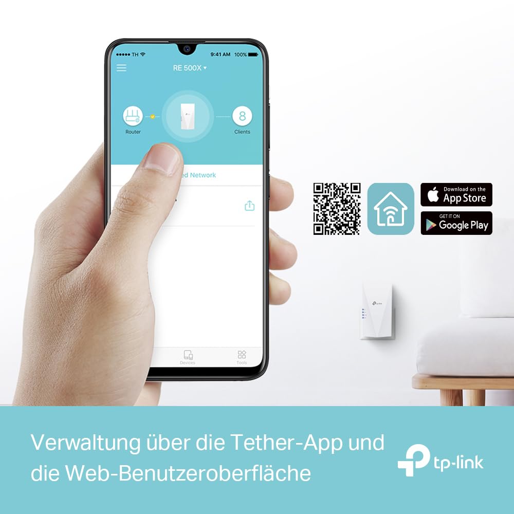 TP-Link RE500X AX1500 Wi-Fi 6 Range Extender – WLAN-Repeater mit Gigabit-LAN, 2,4/5 GHz, kompatibel mit allen Routern