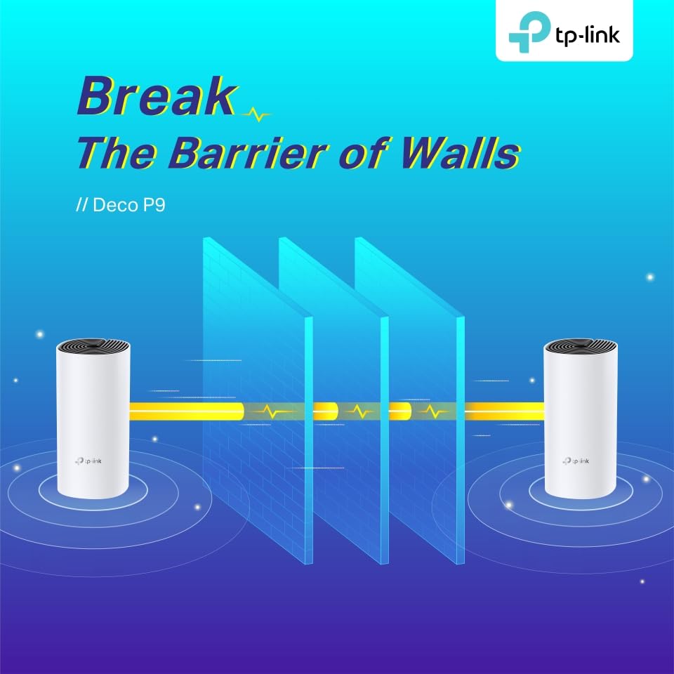 TP-Link Deco P9 Powerline Mesh WLAN Set – Dualband 1200 Mbit/s, 6× Gigabit, Alexa-kompatibel