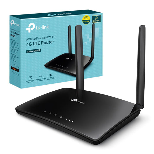 TP-Link Archer MR402 LTE Router – Dual-Band AC1200, 4G SIM, 150 Mbit/s, 4 LAN-Ports, Plug & Play, MU-MIMO, OneMesh