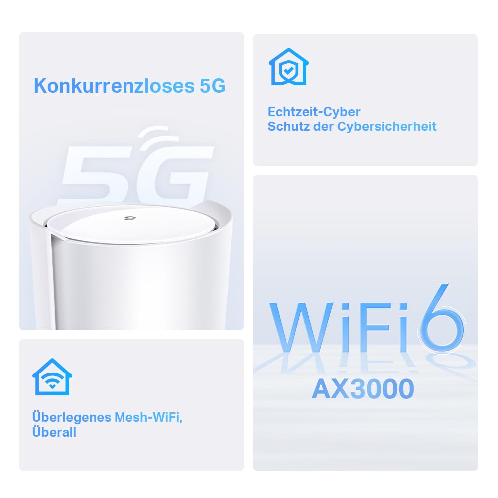 TP-Link Deco X50-5G LTE Router – Wi-Fi 6 AX3000, 5G SIM, 2,5-Gbit/s & 2× Gigabit-Ports, Mesh-fähig, App-Steuerung