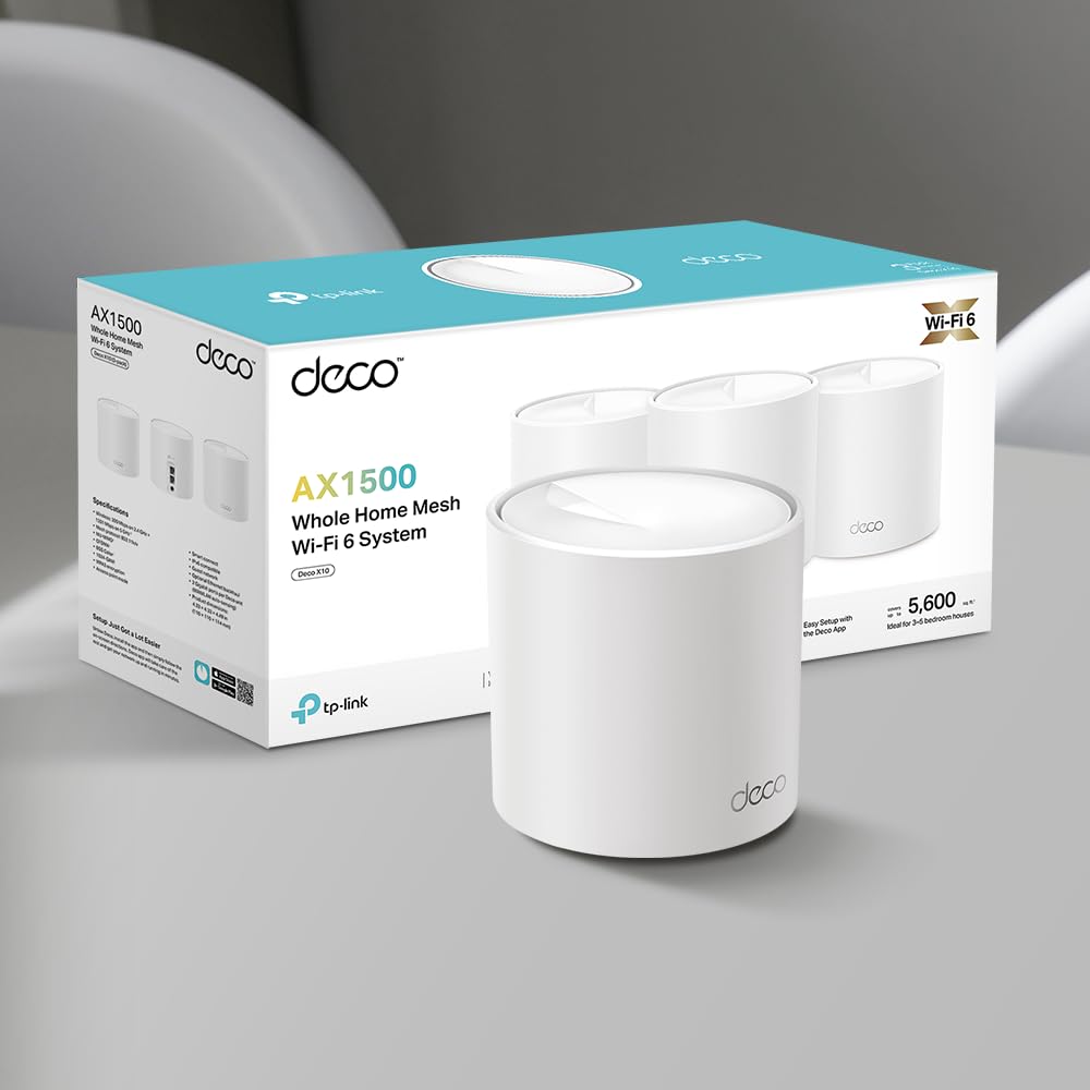 TP-Link Deco X1500 Mesh WLAN Set (3er-Pack) – Wi-Fi 6 AX1500 Dual-Band, 2x Gigabit LAN, umfassender Jugendschutz