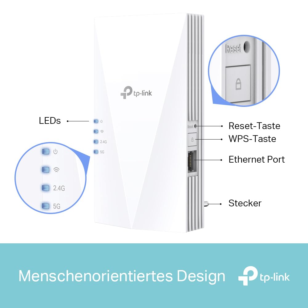 TP-Link RE500X AX1500 Wi-Fi 6 Range Extender – WLAN-Repeater mit Gigabit-LAN, 2,4/5 GHz, kompatibel mit allen Routern