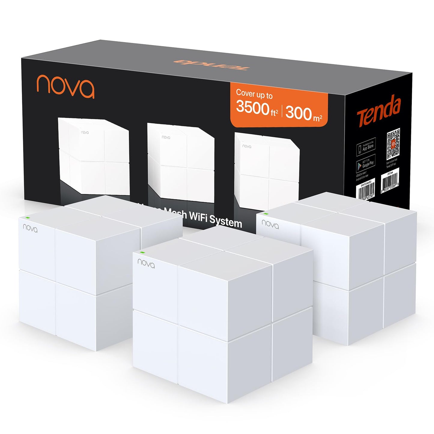 Tenda Nova MW6 Mesh WLAN Set – AC1200 Dual-Band, 3er-Pack, 6× Gigabit-Ports, App-Steuerung, WPA2
