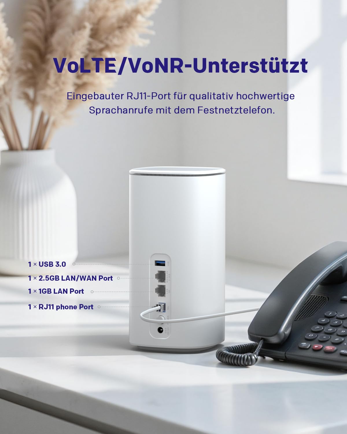 STRONG 5G WLAN Router Wi-Fi 6 AX3000 – Mobiler Hotspot bis 3,2 Gbps, Dual LAN, Nano-SIM kompatibel, Weiß