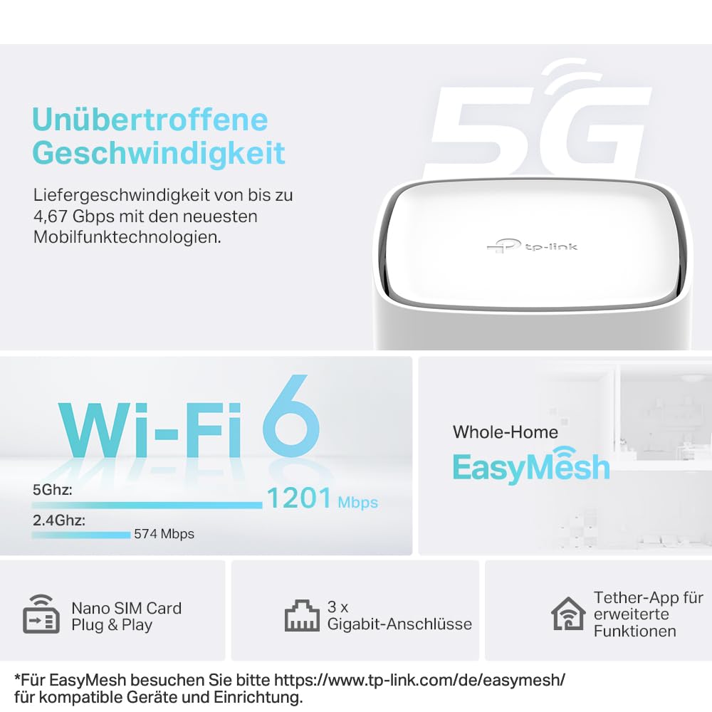 TP-Link Archer NX200 5G LTE Router mit WLAN 6 & Gigabit-Ports