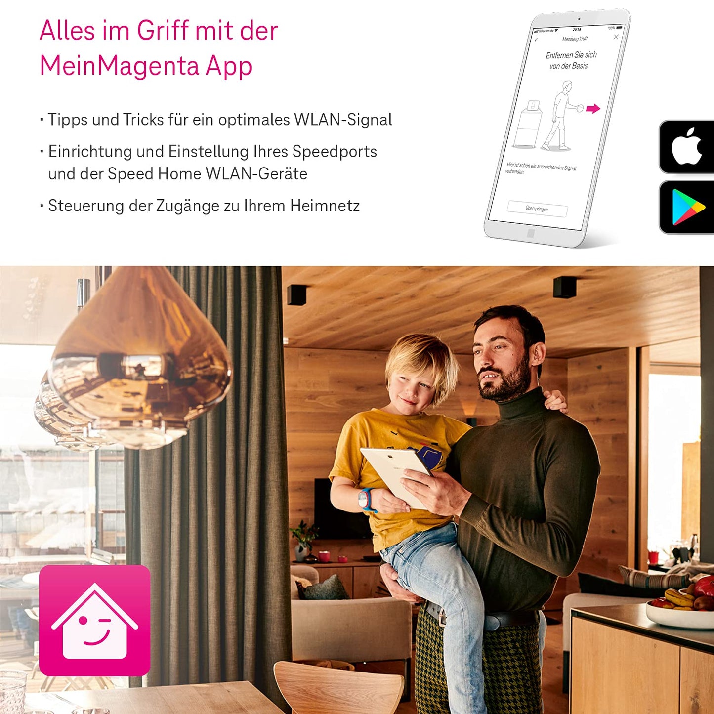 Telekom Speed Home WLAN – Wi-Fi 6 Verstärker mit Mesh & 2 LAN-Ports
