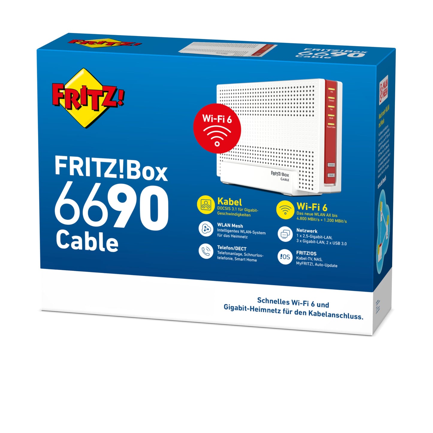 FRITZ!Box 6690 Cable – Wi-Fi 6 Kabelrouter mit DOCSIS 3.1, Mesh & DECT