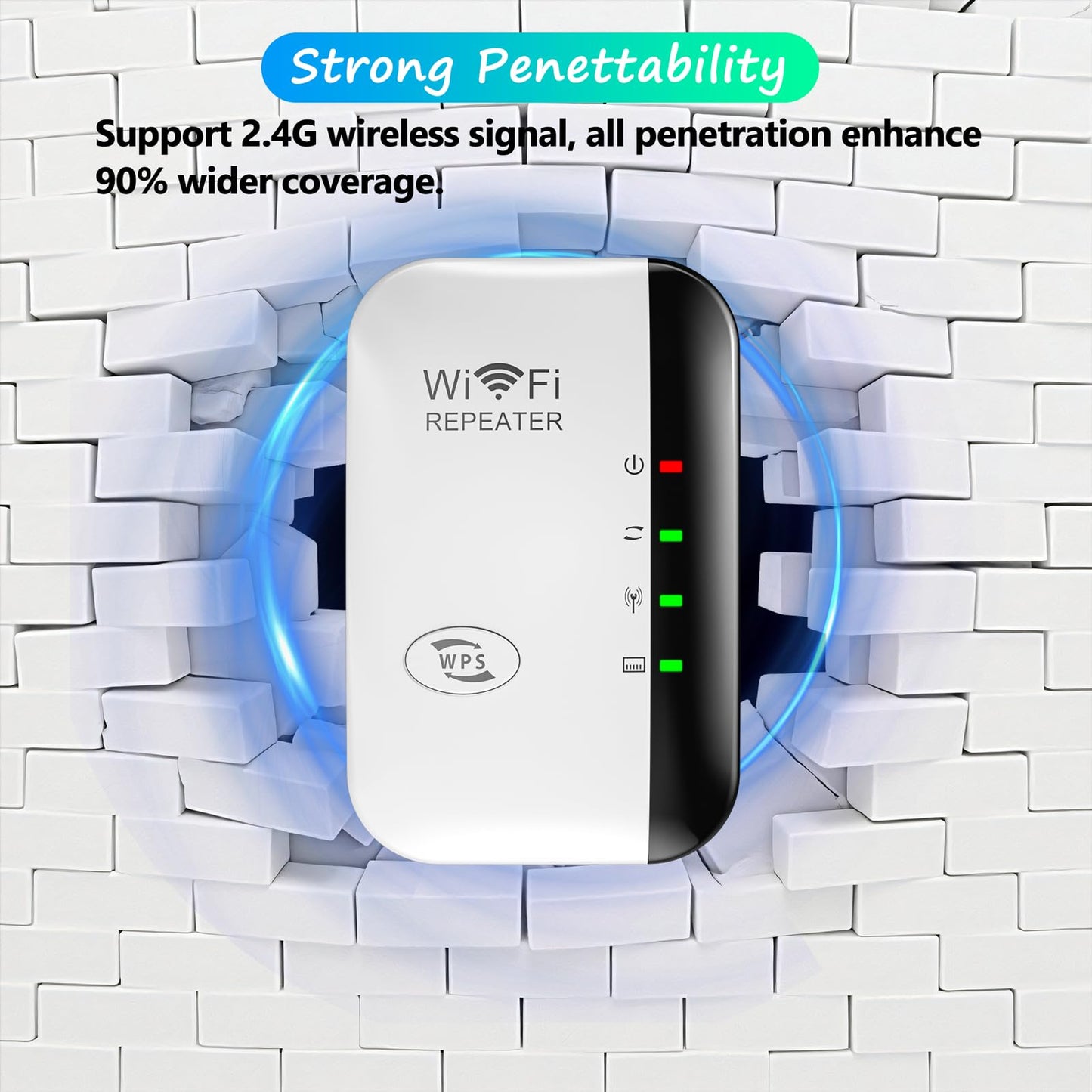 WiFi Extender Booster – WLAN Repeater bis 5000 sq.ft, AP-Modus, Ethernet-Port, 1-Tasten-Setup