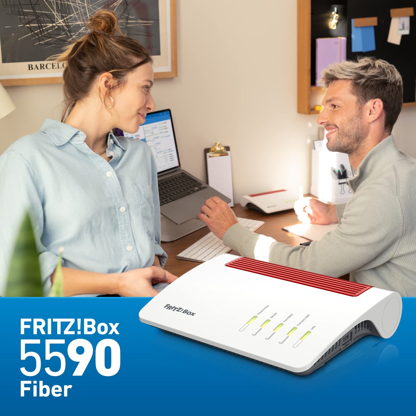 FRITZ!Box 5590 Fiber – Wi-Fi 6 Router für Glasfaser mit Mesh, DECT-Basis & 2,5-Gigabit-LAN