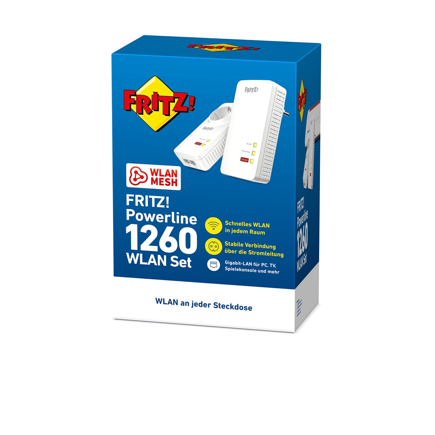 FRITZ!Powerline 1260/1220 WLAN Set – Highspeed WLAN-Access Point für Streaming & NAS