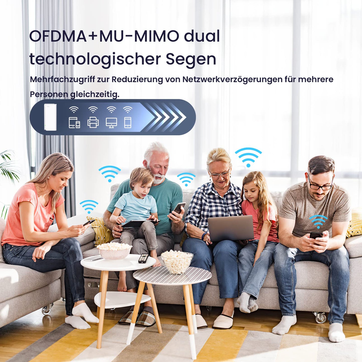 Tenda Nova MX15 Pro AX5400 Wi-Fi 6 Mesh WLAN System – 3er-Pack, Dualband, 9× Gigabit-Ports, Alexa-kompatibel