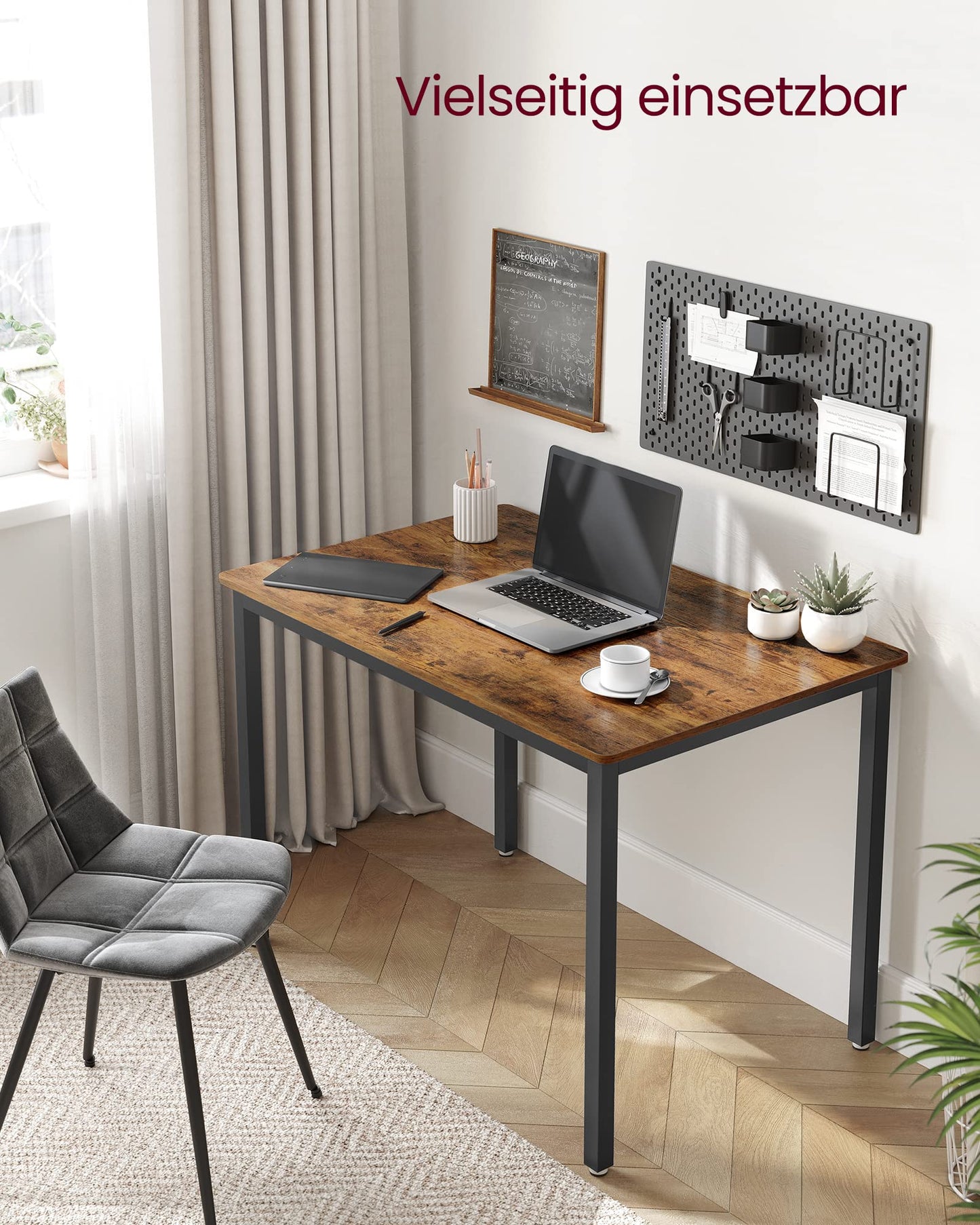 VASAGLE Esstisch 110x70 cm – Küchentisch für 4 Personen, Industrie-Design, Vintagebraun & Mattschwarz