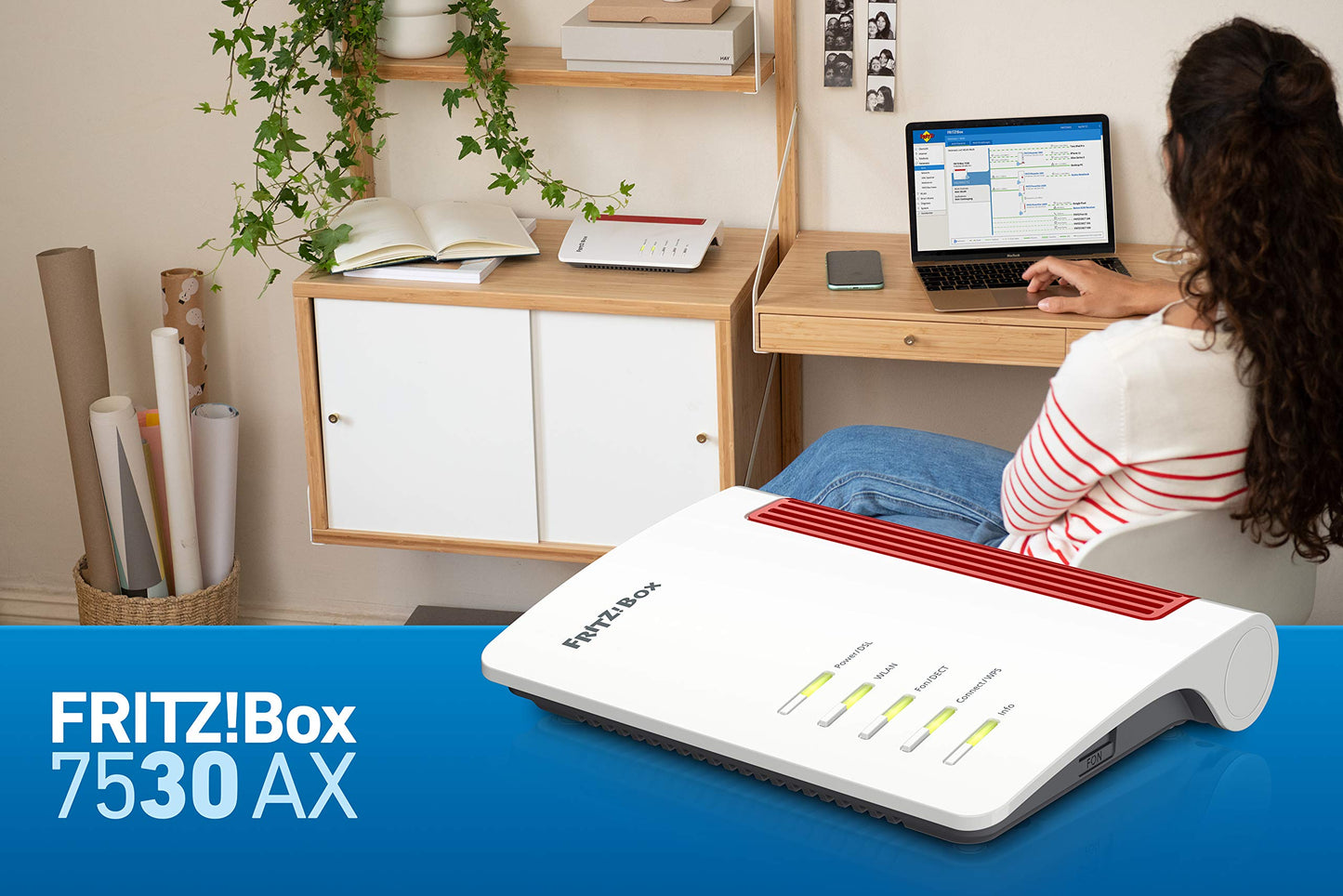 FRITZ!Box 7530 AX – Wi-Fi 6 DSL-Router mit Mesh, DECT-Basis & Media Server